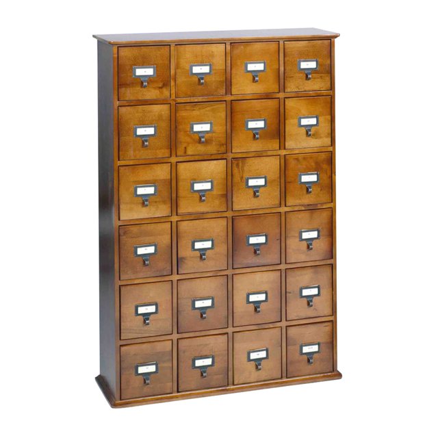 Library Card Catalog CD/DVD Storage 24 Drawer Stores 456 Discs