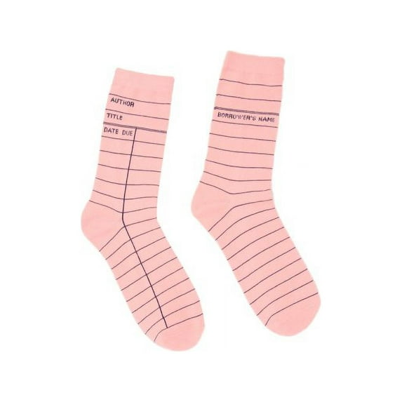 Library Card Pink Socks - Large