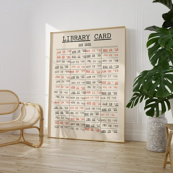 Library Card Poster, Vintage Library Card Poster Wall Art, Due Date, Reading Nook, Library Poster, Bookish Aesthetic, Book Lover Poster, Size 8x12 UNFFRAMED F03.1.7l2620