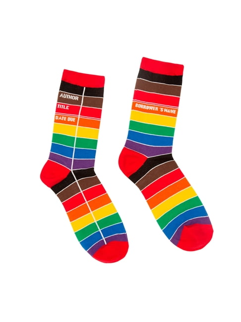 OUT OF PRINT Library Card Pride Socks - Large (Other apparel)