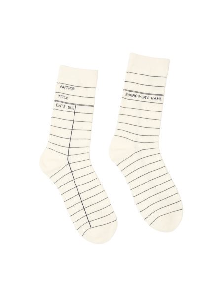 Library Card White Socks - Small