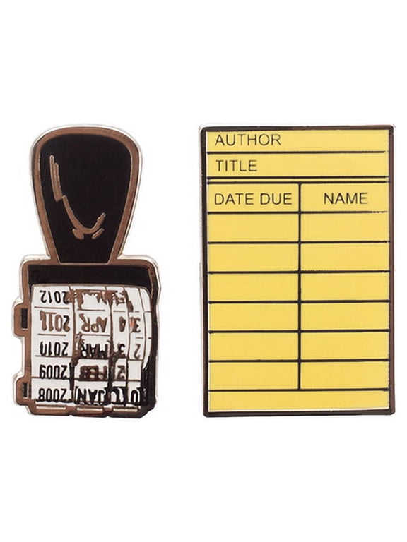 Library Card and Stamp Enamel Pin Set (Other)