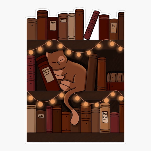 Library Cat Book Lover Sticker