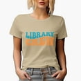 thumbnail image 1 of Library Crew, Librarian Themed, Groovy Retro Wavy Text Merch Gift, Tan T-Shirt, 2XL, 1 of 5