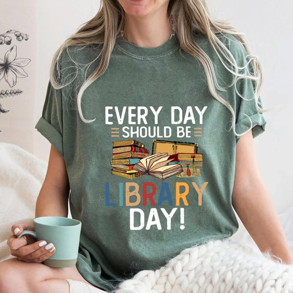 Library Day T-Shirt: Book Lover Gift, Librarian Apparel TSHIRT All Size S-5XL