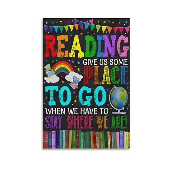 Library Decor Reading Gives Us Some Place Poster Cool Artworks Painting Wall Art Canvas Prints Hanging Picture Home Decor Posters