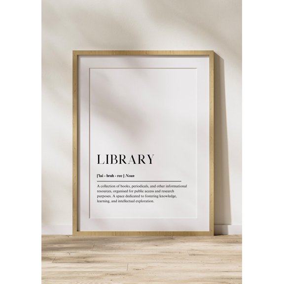 Library Definition Wall Art Print, Unframed Paper Poster 8x10in