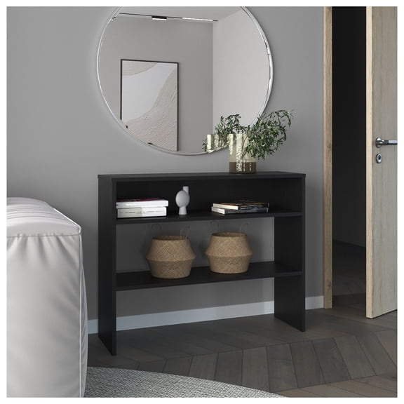 Library Desk 31.5" H, with 2 Shelves and 2 Legs, Black