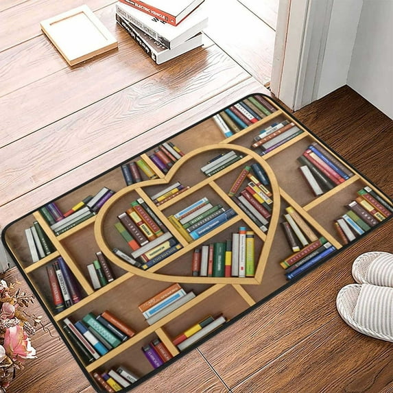 Library Doormat Bookcase Doormat Book Shelf Personalized Doormat Party Wedding Polyester Carpet,A,Other