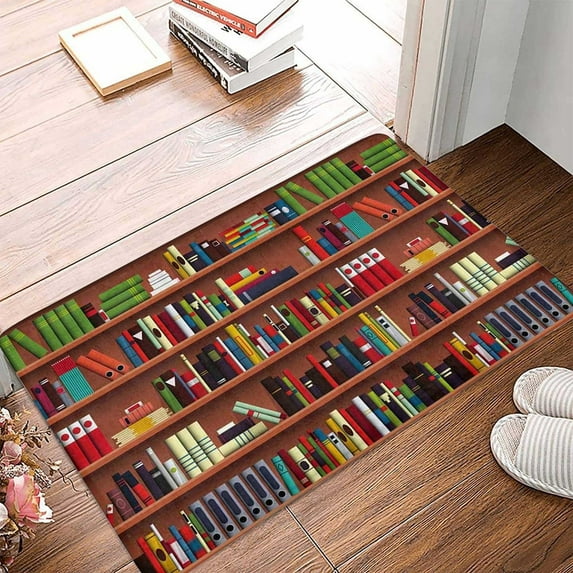 Library Doormat Bookcase Doormat Book Shelf Personalized Doormat Party Wedding Polyester Carpet,D,Other