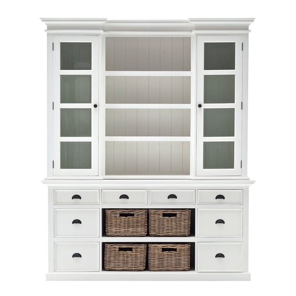 Novasolo Home Decorative Library Hutch with Basket Set - White