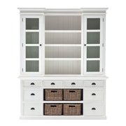 Novasolo Home Decorative Library Hutch with Basket Set - White