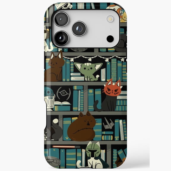 Library Kitten Wars Cute Cat Bookworm Reading Bookstore Case for iPhone 11 12 13 14 15 16 17 Pro Max
