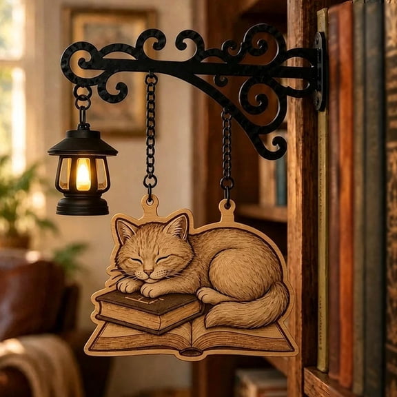 Library Lantern Bookshelf Lamp, Decorative Iron Wall-Mounted Reading Light for Bookworms, Home Library, Study, Bedroom and Cozy Reading Corner Decor