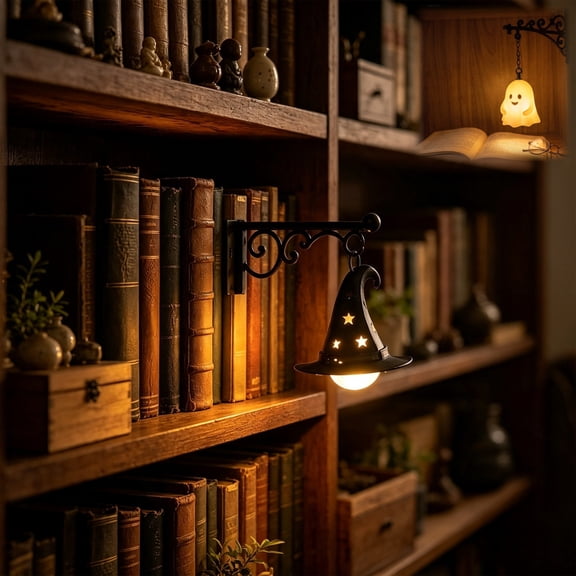 Library Lantern Bookshelf Lamp, Mini LED Bookshelf Light Slides Between Books, Warm Amber Glow Book Nook Light for Shelf Decor, Reading Corner & Book Lovers Gift(WH)