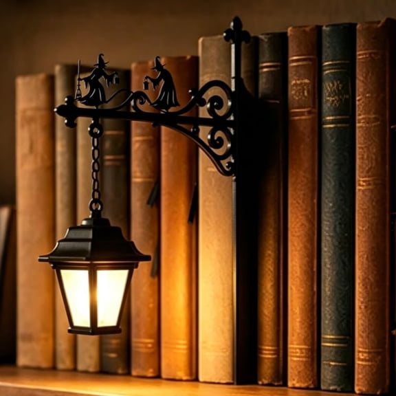 Library Lantern Bookshelf Light – Vintage LED Reading Nook Lamps for Desk Home Decor