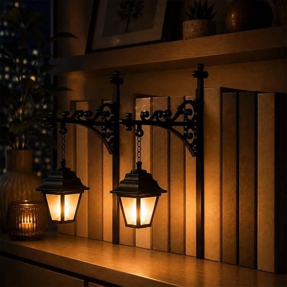 Library Lantern Decorative Bookshelf Lamp, Vintage LED Book Nook Light, Portable Table Desk Luminaire for Bookworms, Home Library, Study and Reading Corner,2Pcs