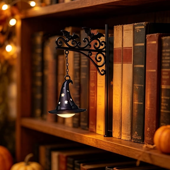 Library Lantern Decorative Bookshelf Lamp, Vintage LED Book Nook Light, Portable Table Desk Luminaire for Bookworms, Home Library, Study and Reading Corner