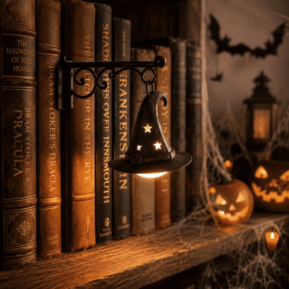 Library Lantern Decorative Bookshelf Lamp, Vintage LED Book Nook Light, Portable Table Desk Luminaire for Bookworms, Home Library, Study and Reading Corner