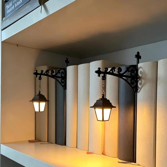 Library Lantern-Decorative Bookshelf Lighting, 9x10 inch Reading Book Shelf Night Lights, Antique Led Books Nook Lamp Ornament for Study Reading Corner Home Library, Unique Gift for Book Lovers(2Pc)