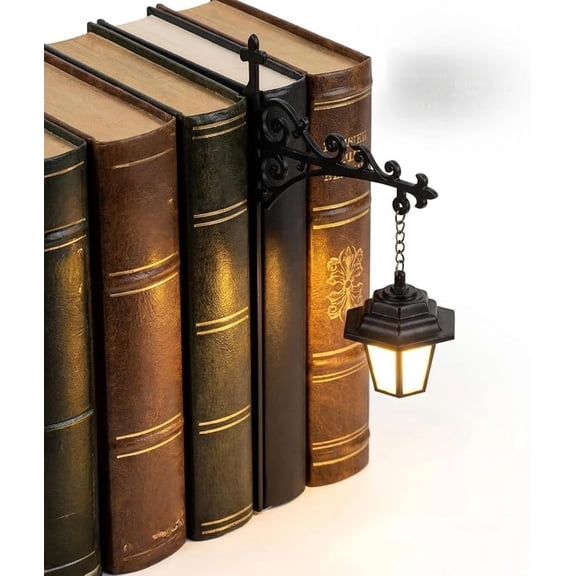 Library Lantern-Decorative Bookshelf Lighting Book Shelf Lamp Lights for Indoor Home Library Reading Nook Bookcase Novelty LED Night Light Vintage Table Desk Luminaires Studious Room Ornament(1Pc)