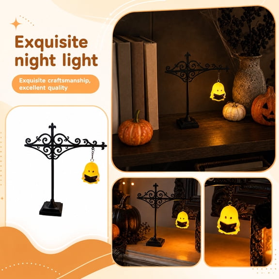 Library Lantern-Decorative Bookshelf Lighting, Bookshelf Lantern Light, Literary Classic Series, Hanging Iron Art Bracket Retro Frame, Reading Nook Desk Ambient Lamp, Black 1pc