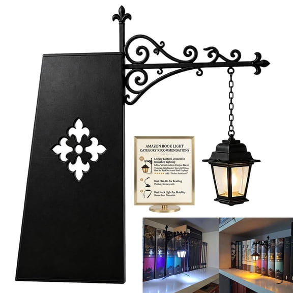 Library Lantern-Decorative Bookshelf Lighting Lamp Book Shelf Light Vintage Warm LED Nightlight Wooden Bookcase Little Night Table Luminaires Ornament Reading Nook Study Room Desktop Aesthetic Gift