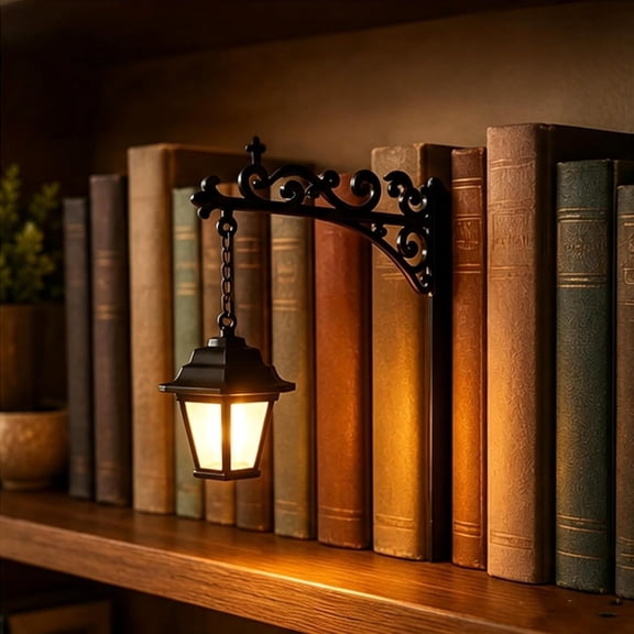 Library Lantern-Decorative Bookshelf Lighting, Miniature Reading Book Shelf Lights, Decorative Bookshelf Lighting for Home Library Desk Hanging Ornament, Unique Gifts for Book