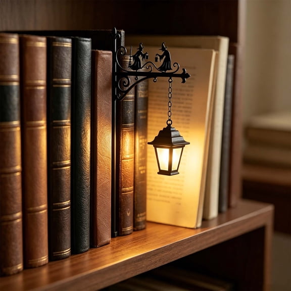 Library Lantern-Decorative Bookshelf Lighting, Reading Book Shelf Lights for Bookworms, Antique Led Books Nook Lamp Ornament for Study Reading Corner Home Library, Unique Gift for Book Lovers