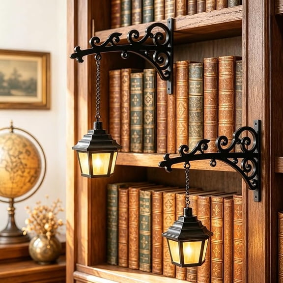 Library Lantern-Decorative Bookshelf Lighting, Reading Book Shelf Lights for Bookworms, Antique Led Books Nook Lamp Ornament for Study Reading Corner Home Library, Unique Gift for Book Lovers(2Pcs)