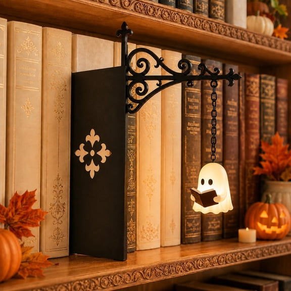 Library Lantern-Decorative Bookshelf Lighting, Reading Nook LED Nightlight, Metal Bookcase Lamps, Vintage Table Desk Luminaires, Studious Home Room Ornament (D-1Pc)