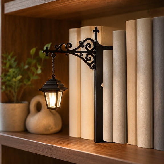 Library Lantern-Decorative Bookshelf Lighting Reading Nook LED Nightlight Vintage Bookcase Lamps Table Desk Luminaires Studious Home Room Ornament