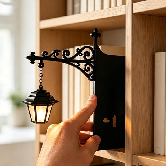 Library Lantern-Decorative Bookshelf Lighting, Reading Nook LED Nightlight, Wooden Bookcase Lamps, Vintage Table Desk Luminaires, Studious Home Room Ornament
