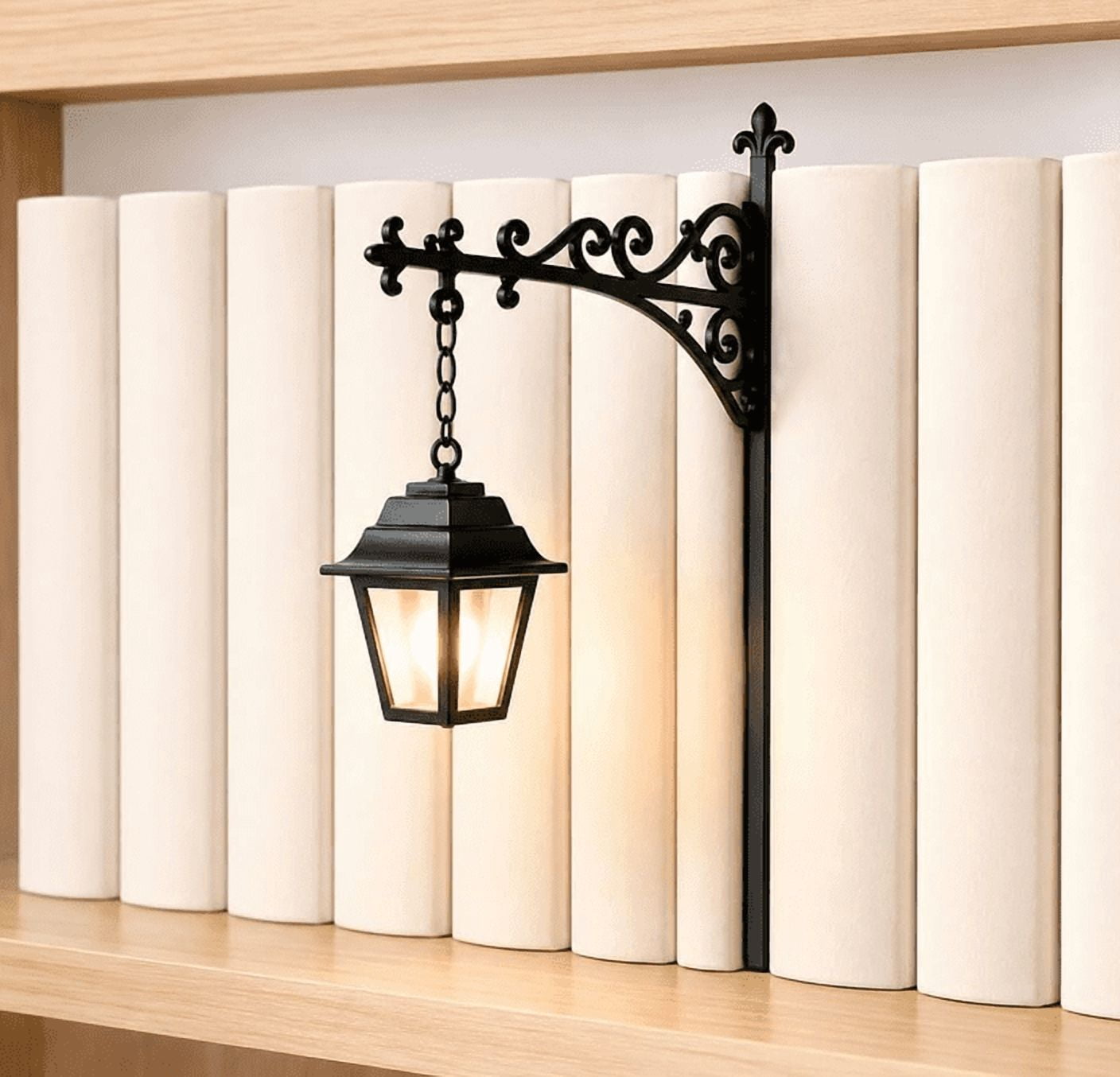 Library Lantern Decorative Bookshelf Lighting, Vintage Mini Street Lamp ...
