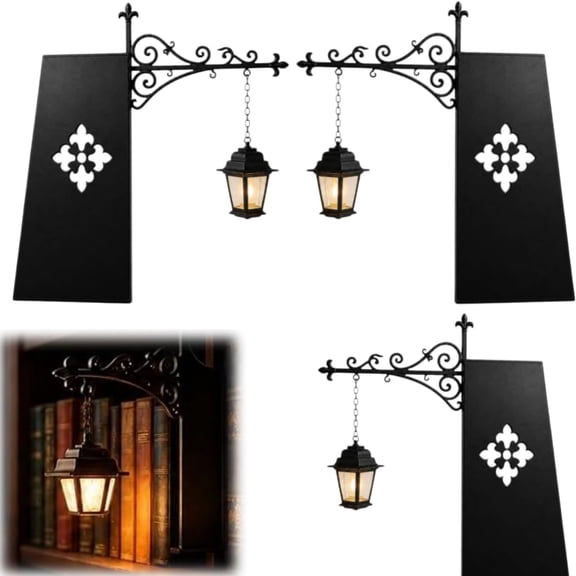 Library Lantern-Library Decor Bookshelf Lighting, Reading Nook LED Nightlight, Wooden Bookcase Lamps, Vintage Table Desk Luminaires, Studious Home Room Ornament(3pcs)