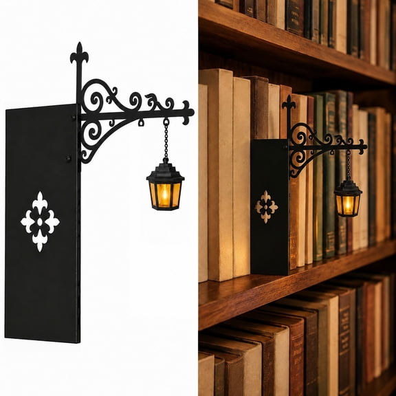 Library Lantern Mini Bookshelf Lamp, Hanging Lantern Style, Bookend Style Base, Warm Light, Home Library Study Corner, Literary Lovers Gift
