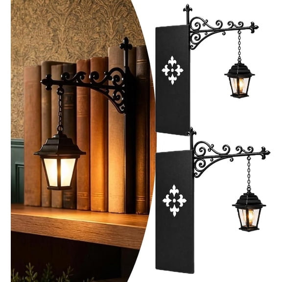 Library Lantern Mini Bookshelf Lamp, Vintage Decor for Reading Nook | Warm Ambient Glow, Slim Book-Slot Base, No-Drill Shelf Setup