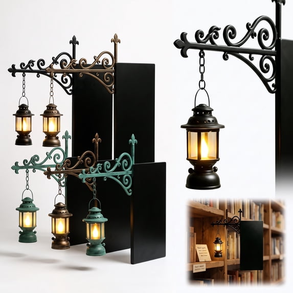 Library Lantern Mini Bookshelf Lamp, Vintage LED Book Nook Light, Bookshelf Lamp Between Books, Nook Lume Book Shelf Lantern, Warm Amber Book Nooks Lume Lights for Book Lovers