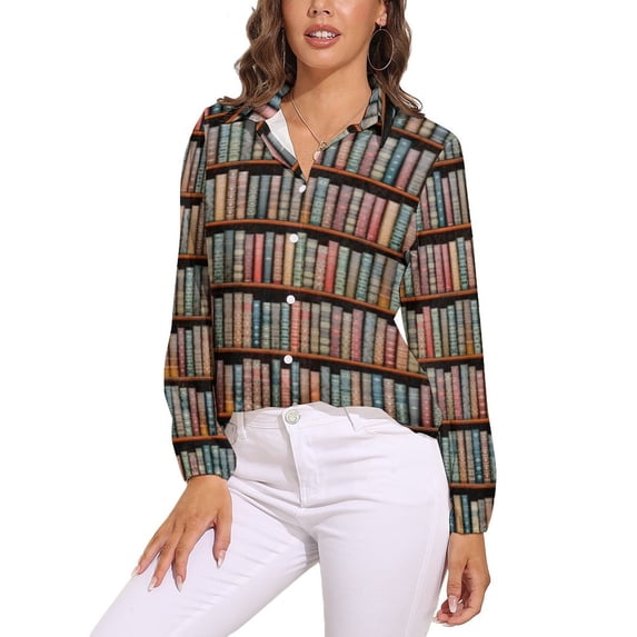 Library Long Sleeve Blouse Woman Streetwear Casual Shirts Summer Oversize Woman Streetwear Clothing Birthday Present