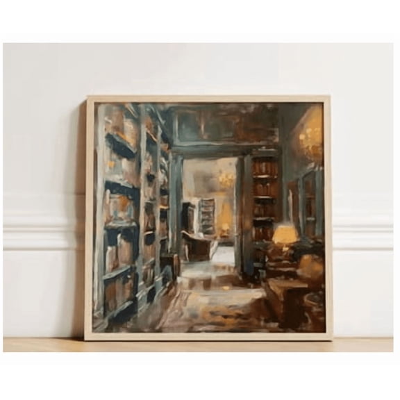 Library Pass Through Light Academia Wall Art Dreamlike Moody d Ai Artwork Print Poster