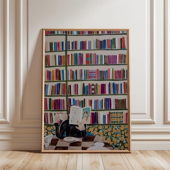 Library Reading Room Wall Art Print, Unframed Paper Poster 8x10in