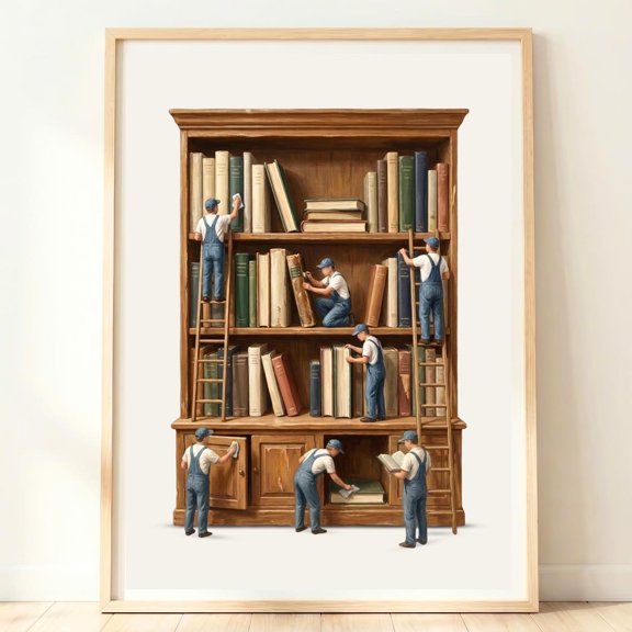 Library Reading Room Wall Art Print, Unframed Paper Poster 8x10in