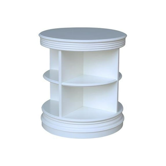 Library Round End Table, White