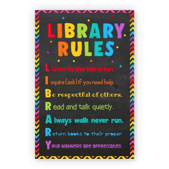 Library Rules poster   Colorful Reading Posters for Classroom Library Decorations - Elementary, Middle & High School poster