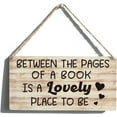 thumbnail image 1 of Library Sign Funny Farmhouse Between The Pages Of a Book Wooden Hanging Sign Plaque Rustic Wall Art Decor Home Decoration 10x5 Inch, 1 of 3
