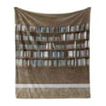 thumbnail image 1 of Library Soft Flannel Fleece Throw Blanket, Interior Scene with Bookshelves on Wall Full of Books Reading Time Theme Graphic, Cozy Plush for Indoor and Outdoor Use, 50" x 70", Multicolor, by Ambesonne, 1 of 6
