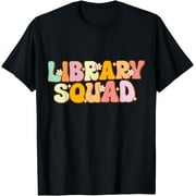 Library Squad Groovy Librarian Bookworm Book Lover T-Shirt