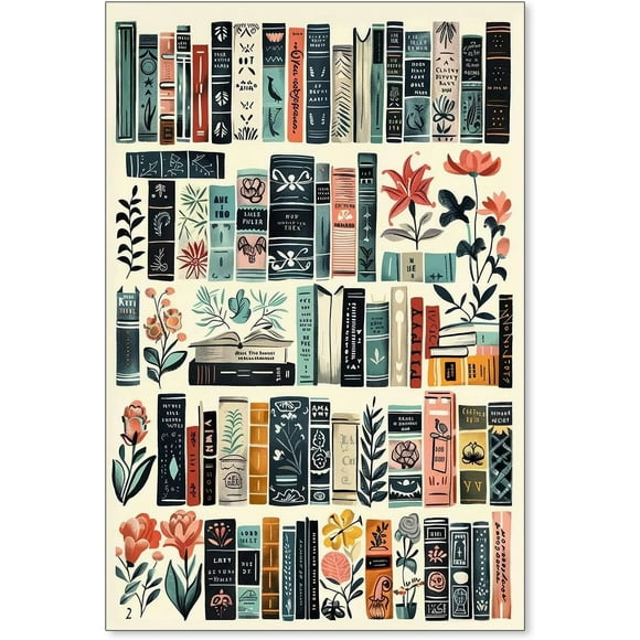 Library Vintage Book Posters Reading Canvas Wall Art Antique Bookish Aesthetic Prints for Book Lover Gifts Bedroom Gallery Wall Decor 16x24 inch Unframed