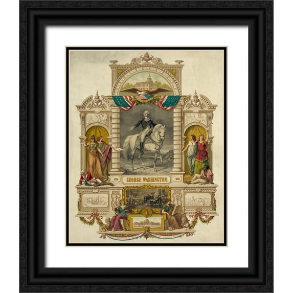 Library of Congress 26x32 Black Ornate Wood Framed with Double Matting Museum Art Print Titled - George Washington