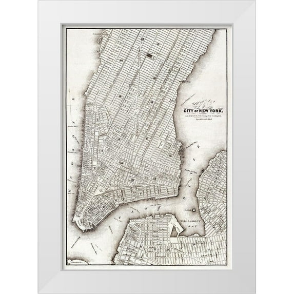 Library of Congress Geography and Map Division Washington 18x24 White Modern Wood Framed Museum Art Print Titled - Map of the city of New York-1850